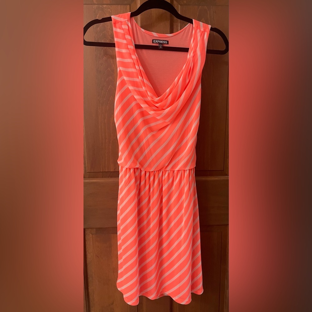 Neon Orange striped express dress XS